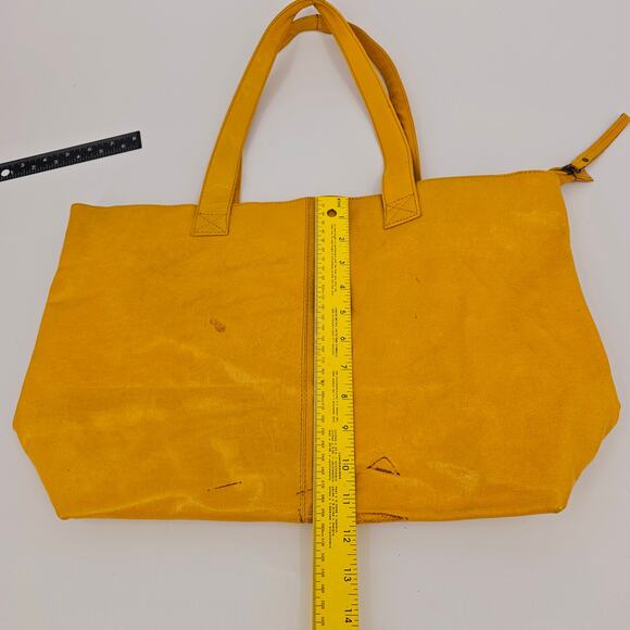 Latico Mustard Yellow Leather Zip Tote Bag Double Shoulder Strap Minimalist Norm - Picture 9 of 11